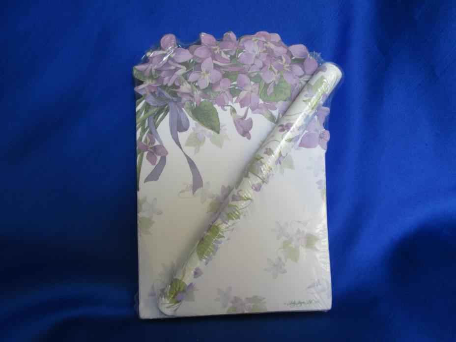 LADY JAYNE LTD VIOLET BLOSSOM NOTE PAD & PEN SEALED EXCLNT CNDTN DIE CUT #267P