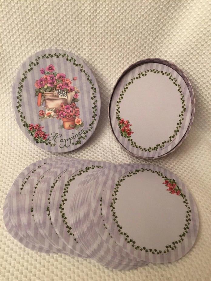 HAPPINESS Oval Floral Stationary Note Unique RARE New Seasons Over 100 Pieces