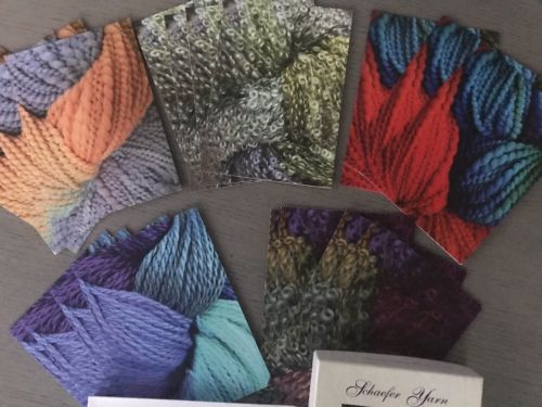 Set of 19 Schaefer Yarn Note Cards of Hand Painted Fibers and Envelopes