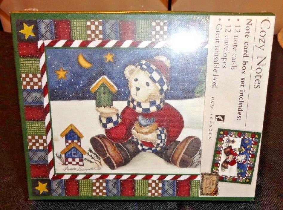 Cozy Notes Winter Bear in Snow Note Card Box Set By Laurie Korsgarden (Watercolo