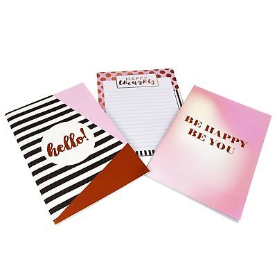 Hello Pink/Rose Gold 3 Piece Journal and Note Pad Set