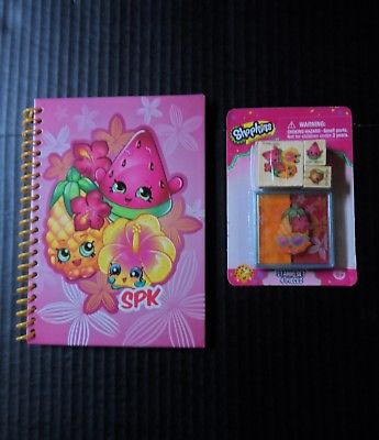 Shopkins Rubber Stamps 4 piece Lot Notebook 48 sheets lined Target One Spot NIP