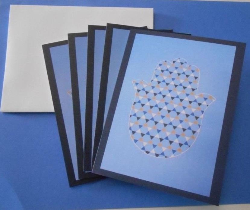 Designed by me~Blank Inside Note Cards~Pack of (5) Hamsa/Chamsa w/Jewish Stars