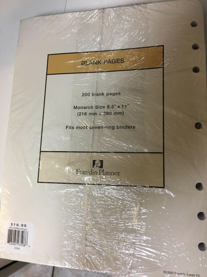 200 CT MONARCH 8.5 X 11 PREPUNCHED BLANK PAGES - NEW IN PKG