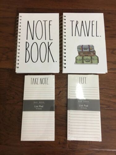 Rae Dunn Set of 4 Notepads To Do List & Spiral Notebooks Brand New in Packaging