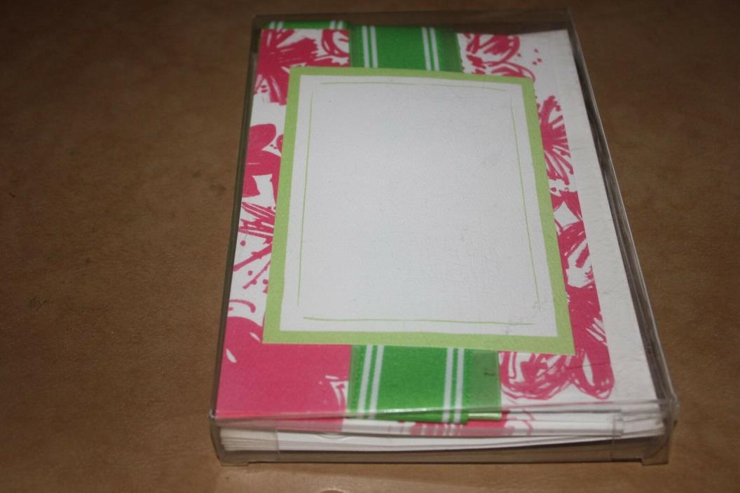Bella Adorna 10 Invitations/10 Envelopes Pink/Green/White New
