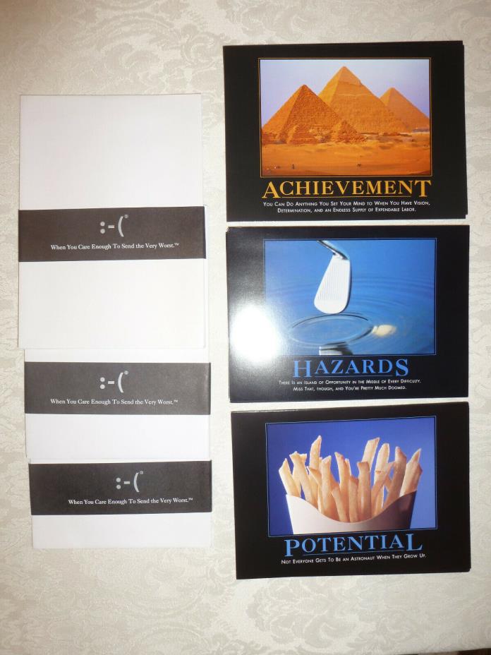 14 Despair Inc DEMOTIVATORS Note Cards ACHIEVEMENT POTENTIAL HAZARDS mini poster