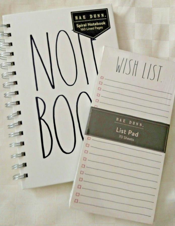 BRAND NEW RAE DUNN SPIRAL NOTE BOOK AND WISH LIST PAD