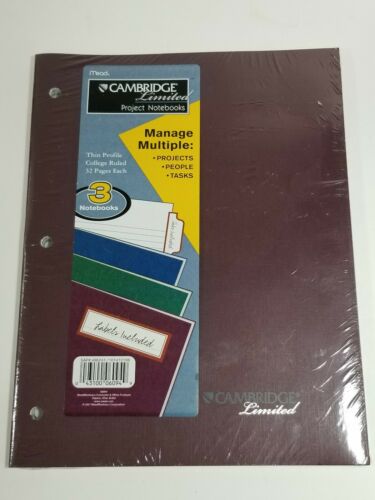 3 Cambridge Limited Project Notebook w Labels 32pg business task planner