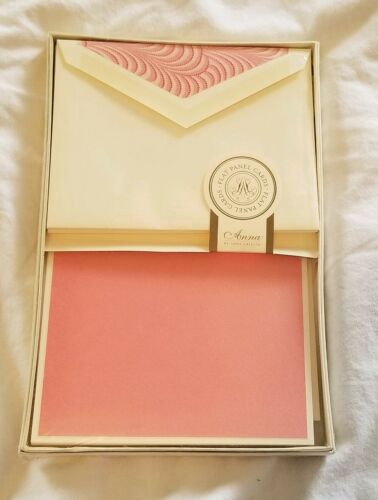 Anna by Anna Griffin Flat Panel Cards Boxed set Pink Feather NIB Stationary