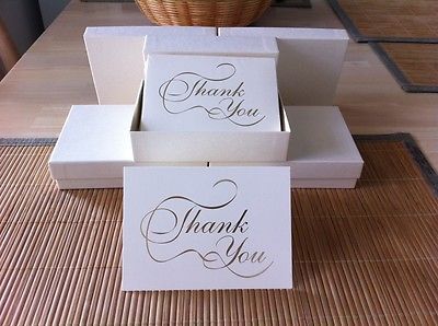 25 METALLIC GOLD IMPRINTED “THANK YOU” NOTE CARDS WITH MATCHING ENVELOPES