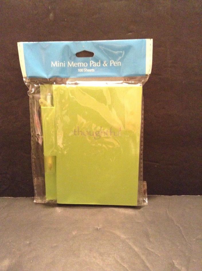 MINI MEMO PAD AND PEN Green Cover -100 SHEETS THOUGHTFUL