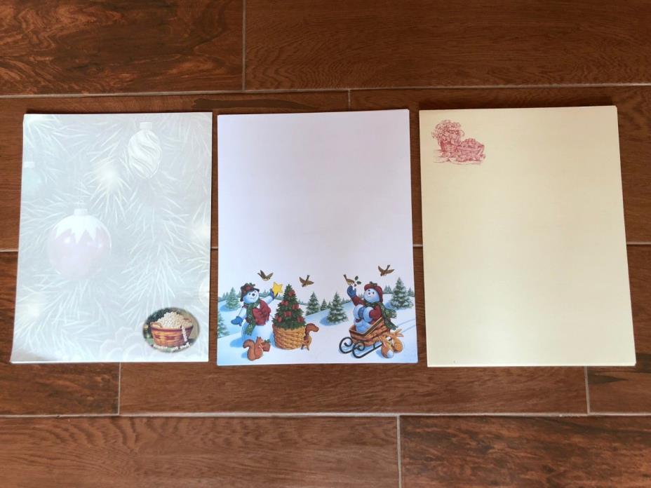 Longaberger Writing Paper Stationary 8.5 x 11 Snowman Popcorn Berry Baskets