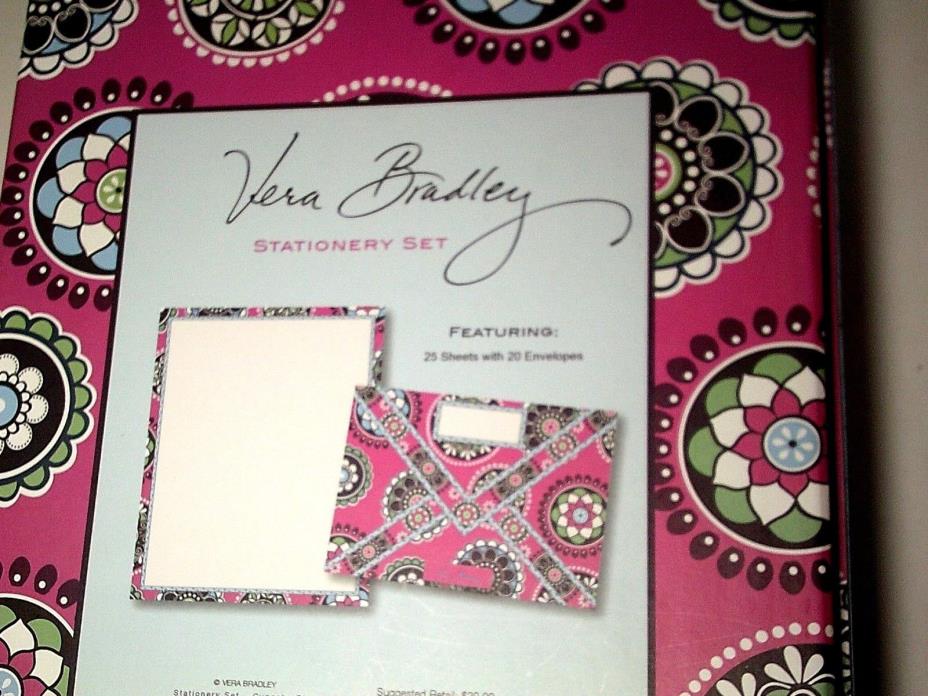 Vera Bradley Stationery Box Cupcake Pink NEW 25 Sheets 20 Envelopes Retail $29