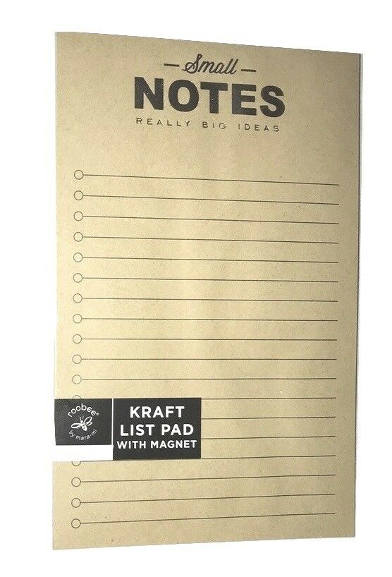 Roobee by Mara-Mi Kraft Magnetic List Pad 50 Sheets NEW 5.25