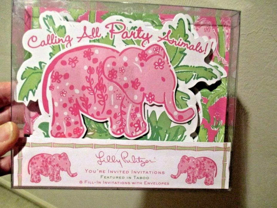 Lilly Pulitzer Birthday Party Invitations Party Animal Pink Elephant Green Taboo
