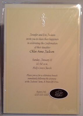 Hallmark Invitations Cross Design Religious Pale Yellow Computer Printable NEW