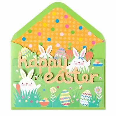 Papyrus  Happy Easter Bunnies in the Grass -fold out card
