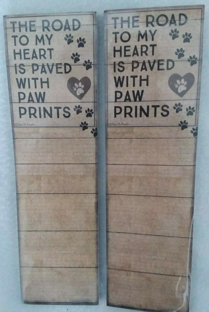 Paw Prints Notepad List Magnetic Back set of 2 Dog Cat Pet 60 sheets per pad