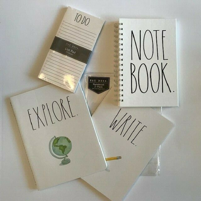 Rae Dunn Notebook Stationary Set List Pad Write Explore Spiral Hard Bound