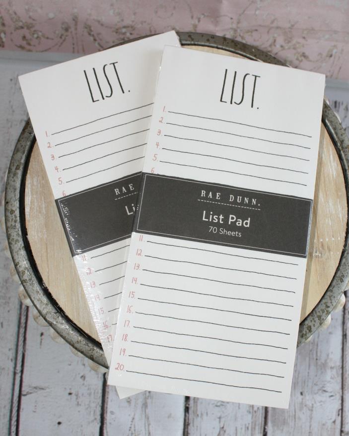 New Rae Dunn LIST Notepads Quantity of 2*