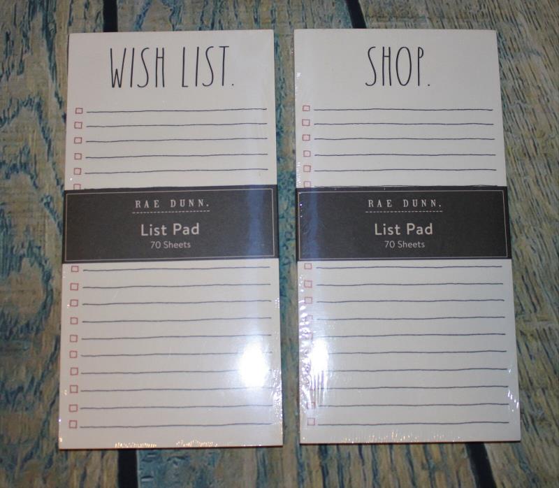 NEW Rae Dunn LL SHOP and WISH LIST Note Pads
