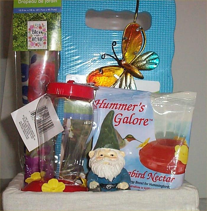 Hummingbird Feeder Food Garden Gift Basket Gnome S Hook Butterfly Flag Wicker