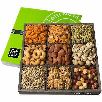 Oh Nuts Holiday Nuts Gift Basket 9 Variety Mixed Nut Assortment Wood Tray Bas...