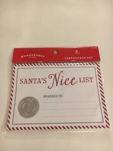 Santa’s Nice List Awarded To:  White Red Silver - Wondershop Christmas Holidays