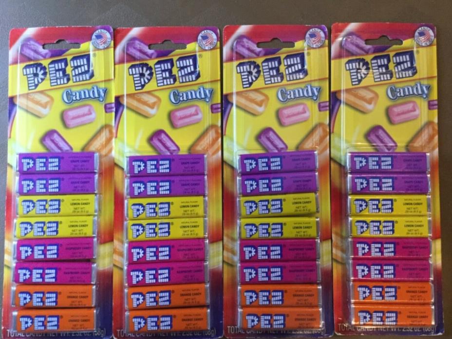 WOW! 32 PEZ CANDY Assorted FRUIT Packages (4 X 8) FAST SHIPPING! Made in USA