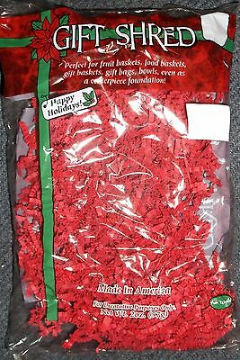 RED SHREDDED PAPER for GIFT BAGS CHRISTMAS GIFT BASKETS GIFT SHRED 2 BAGS NEW