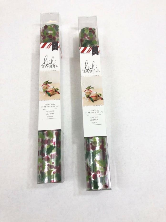 Heidi Swapp Christmas Cellophane Gift Wrap Holly Berry Food Safe Pack of 2