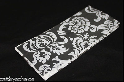 25 White Damask on Clear Cello 3.5x7.5 Easter Holiday Graduation Candy Gift Bags