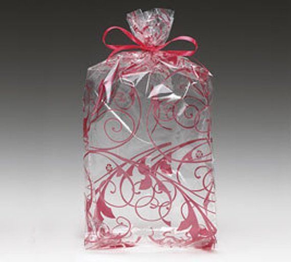 25 Jewel Swirl Frosted Red 4x2x9 Cello Bags Graduation Holiday Candy Gift Treats