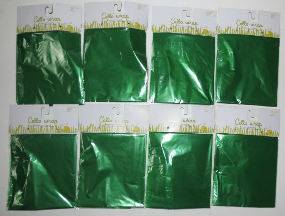 Cello Wrap GIFT BASKET Cellophane Lot of 8 GREEN New 60 x 20 inch EASTER St Pats