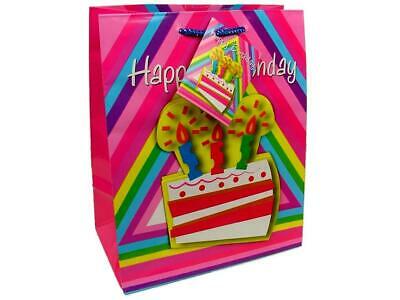 CINDUS CIN412.29 CIN412 29 GIFT BAG PRINTED MED 3D BIRTHDAY CAKE