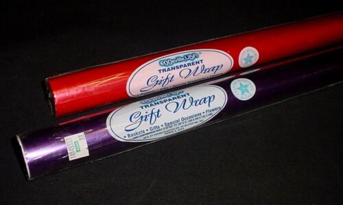 Transparent Gift Wrap - 2 Rolls - Red & Purple