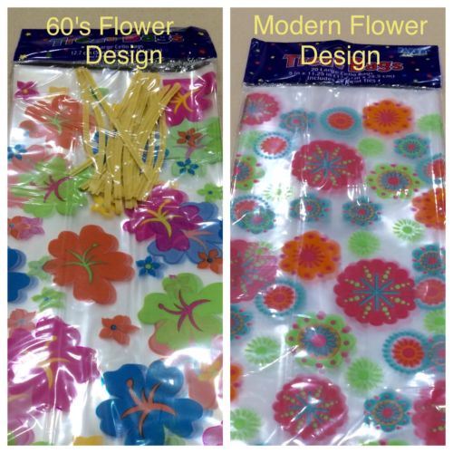 Cello Bag Flower Design Clear 20 count - Brand New - Excellent Quality - 2 Types