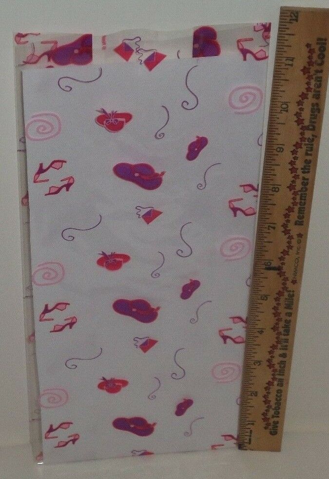 FREE SHIP-50 CELLO BAGS,PRINT:RED,PINK,PURPLE HATS & HEELS 11.5 X 5 X 3-USA MADE