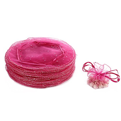 Dealglad 100pcs 25cm Round Drawstring Organza Jewelry Candy Pouch Christmas Gift