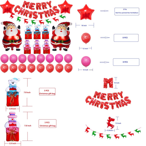 Christmas Cute Cartoon Santa Clause & Gift Bag Party Supplies Decoration Set W B