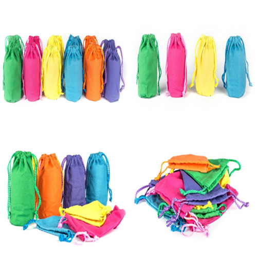 Canvas Drawstring Favor Gift Bags Bulk Set Of 12 Bright Vivid Colored Goodie Sac