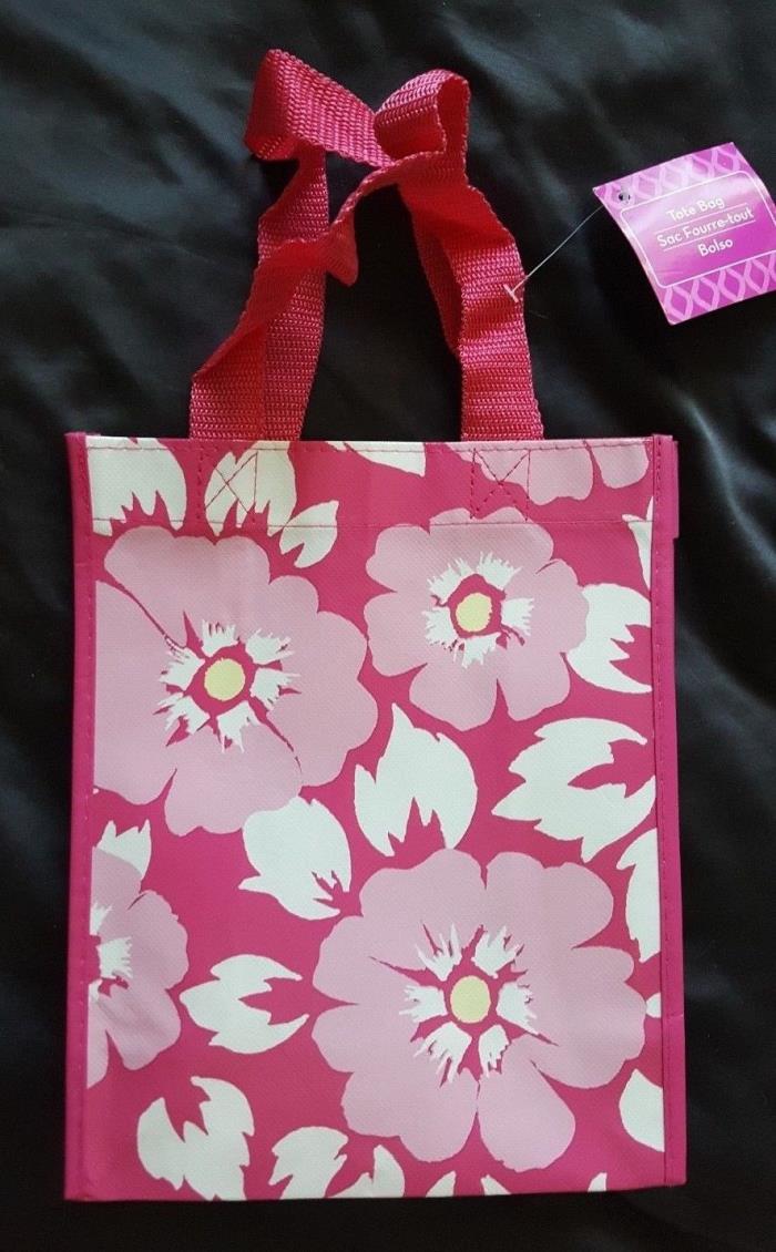 FLORAL PRINT TOTE GIFT BAG SET - PINK - QTY 9