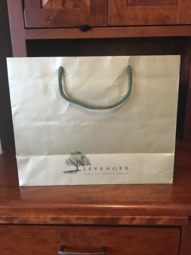 Vintage Levenger Store Thick Paper Shopping Tote Gift Bag Rope Handles 15