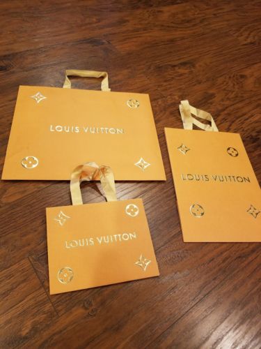 LOUIS VUITTON Paper Shopping Gift Tote Bags orange 3 count