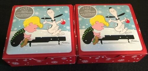 HALLMARK PEANUTS SNOOPY & SCHROEDER MUSICAL CHRISTMAS GIFT CARD HOLDER (2) - NEW