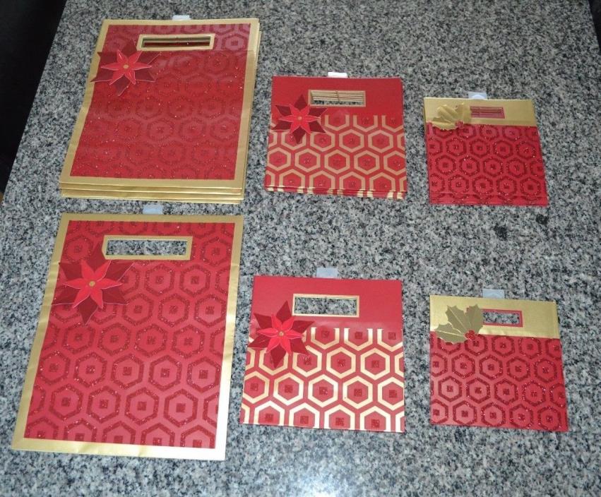 Lot of 18 - Hallmark Christmas Shopping Gift BAGS Poinsettia Holly red gold $75