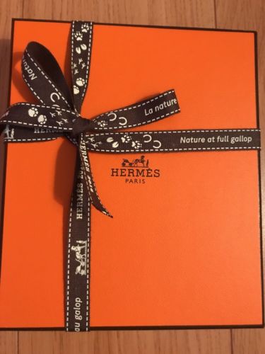 Auth Hermes Paris Empty Orange Gift Storage Box Ribbon 5.25x6.25x1