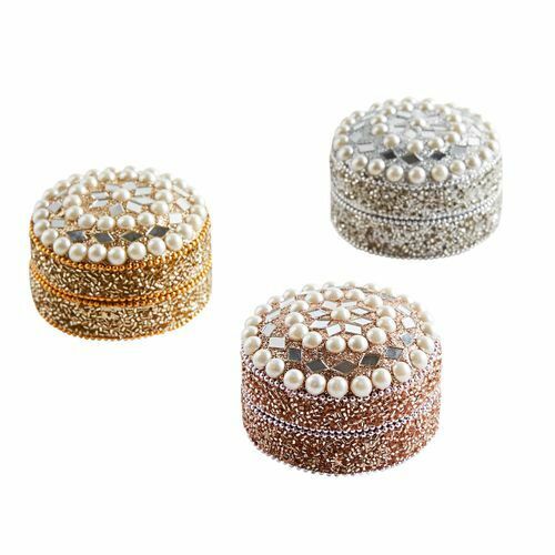Pier 1 Pastel Pearls Mini Box Set 3 Count  w Glitter, Glass, Metal, Beads