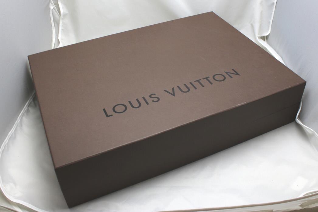 AUTHENTIC OEM LOUIS VUITTON LARGE BROWN GIFT BOX W/ DUST BAG + CARD 22x16x5